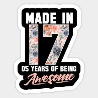 Made in 2017 5 years of being awesome 5th Birthday Flowers Sticker